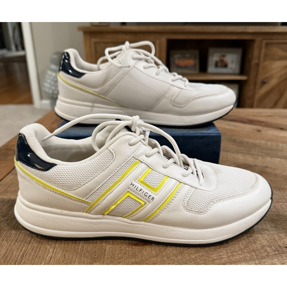 Tommy Hilfiger Twraakel-M Sneakers Womens 10 White Yellow Blue Lace Up